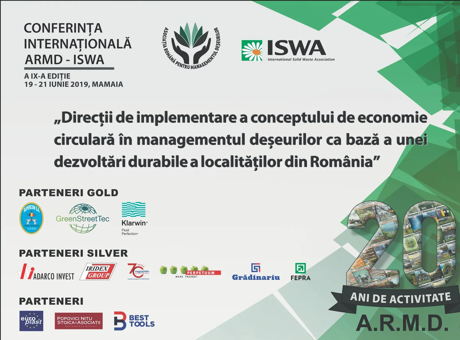 Afișul ediției a IX-a a Conferinței Internaționale A.R.M.D. – ISWA, Mamaia, 19–21 iunie 2019